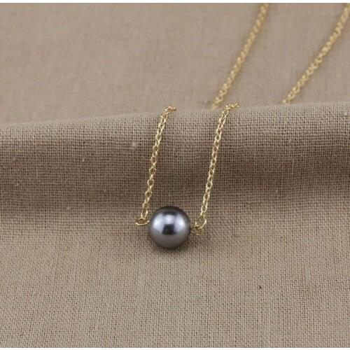 Gray simulated pearls chokers necklaces for women snake chain fj607