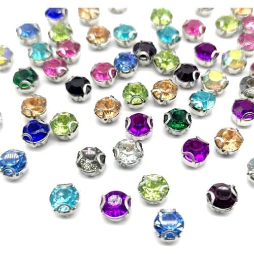 50pcs ss30 6mm Resin Rhinestones Silvery Base Rhinestones Clear Crystal AB Sew On Rhinestone Claw Sewing Jewelry Making DIY