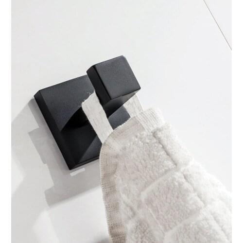 Vintage stainless steel black painting towel hook wall mounted coat hanger square base hook bathroom accessories set