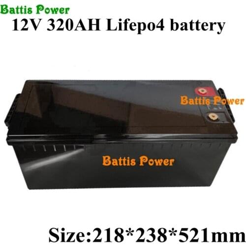 Waterproof 12v 320AH Lifepo4 Battery 100A BMS 4s 12.8v Lithium Battery for Inverter Solar Energy Caravan Boat + 20A Charger