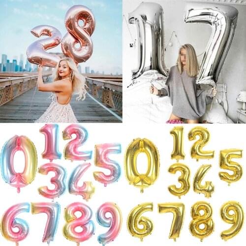 16/32/40 inch digital Foil Birthday Balloons Air Helium Number Balloon Figures Happy Birthday Party Decorations Kid toy Baloon