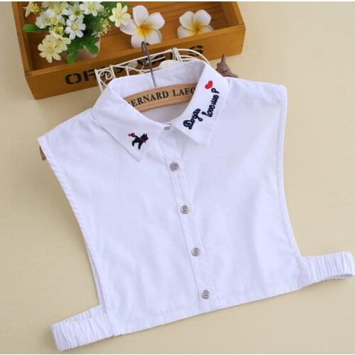 YSMILE Y Women White Embroidery Funny Cartoon Fake Collar Girl Blouse Detachable Comfortable All-Match Shirt Collars