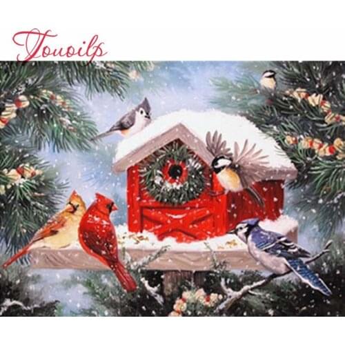 Hiver diamant peinture oiseau point de croix Kit diamant paysage neige carré pierres rondes diamant broderie ensemble complet