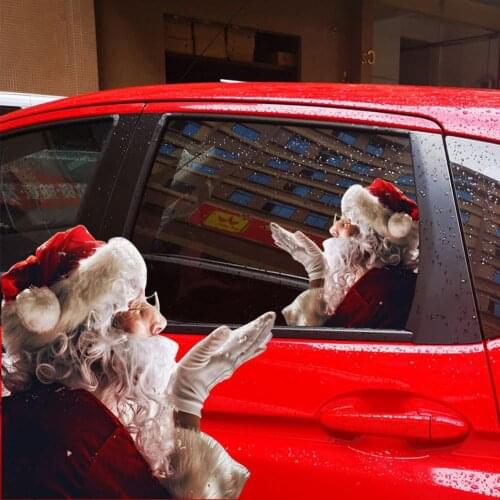 1PC 2020 Christmas Fashion The New 3D Realistic Santa Claus Car Rear Window Sticker home decoration accessories Navidad#30