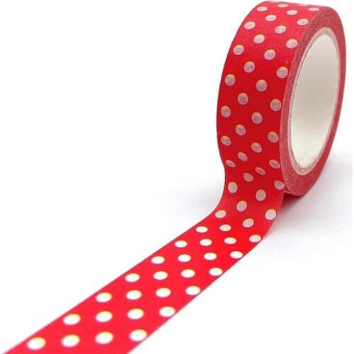 10pcs/lot 15MM*10M White Dot Red Washi Tape Japanese Paper DIY Planner Masking Tape Decorative Stationery