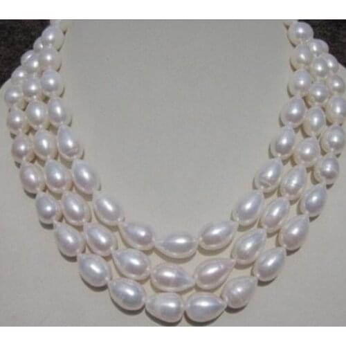 100% Real 8-9MM White AAA+ South Sea Baroque Pearl Necklace Rope Chain Beads Jewelry Making Natural Stone 60inch
