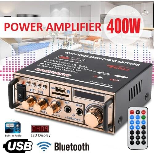 12V/ 220V 2CH LCD Display Digital HIFI Audio Stereo Power Amplifier Home Theater Amplifiers Music Subwoofer With Remote Control