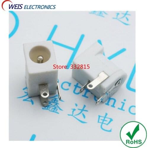 20PCS DC-005 DC005 WHITE DC power socket 5.5-2.1mm 3PINS DIP female connector DC JACK ROHS Free shipping