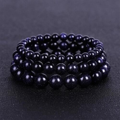 6pcs Natural blue sandstone 6MM 8MM 10MM beads bracelet star buddhist prayer blessing Healing Treat for Jewelry Making Free