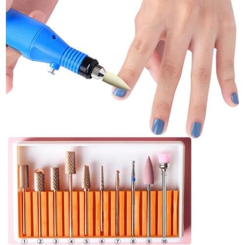 9PCS/1Set Nail Drill Bit Creative Professional Non-slip DIY Nail Art Tool with Brush Manicure Nail Art Accessories Tool for Girl