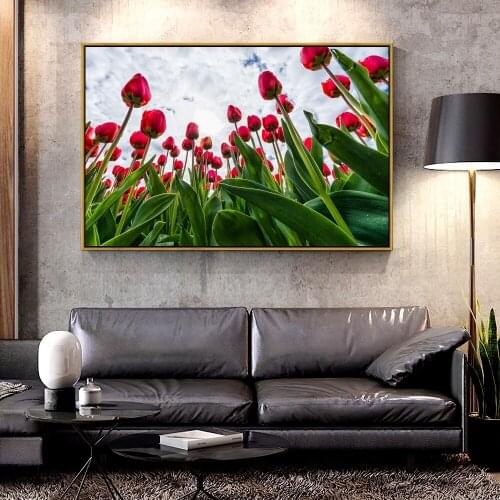 Artcozy Oil Canvas Painting tulips_red_flowers For Home Decoration Wall Art