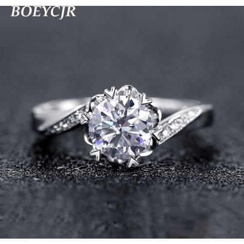 BOEYCJR 925 Silver 1ct/2ct/3ct F color Moissanite VVS Engagement Wedding Diamond Ring With national certificate for Women