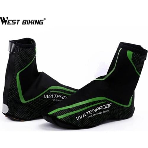 WEST BIKING Waterproof Cycling Shoes Covers Reflective Bike Boot Cover Zipper Cubiertas Bicicleta Sport MTB Bicycle Shoe Cover