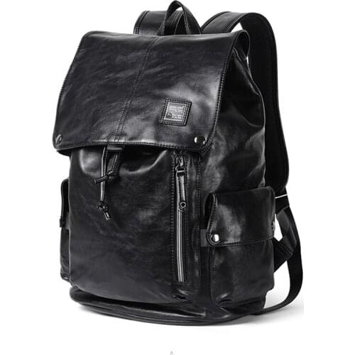 Famous Brand School Style Leather Backpack Bag For College Simple Design Men Waterproof Casual Daypacks Mochila
