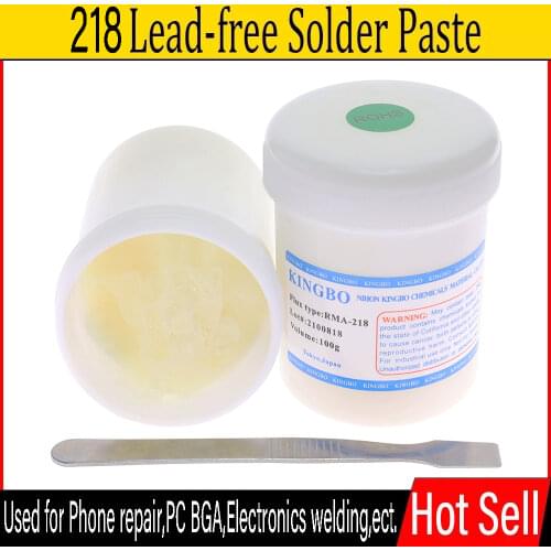 KINGBO RMA 218 100g Lead-Free BGA Solder Flux Paste For SMT Reballing Soldering Welding Repair No Clean + ESD scraper