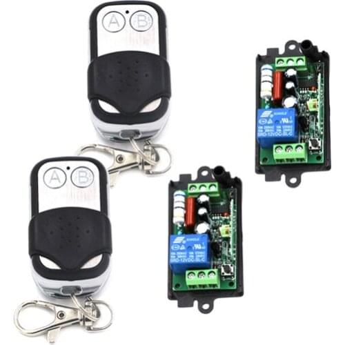 Learning code AC 110V 220V 2*2CH Metal AB Button Transmitter & 2* 10A 1CH Receiver RF Wireless Remote Control Switch SKU: 5409
