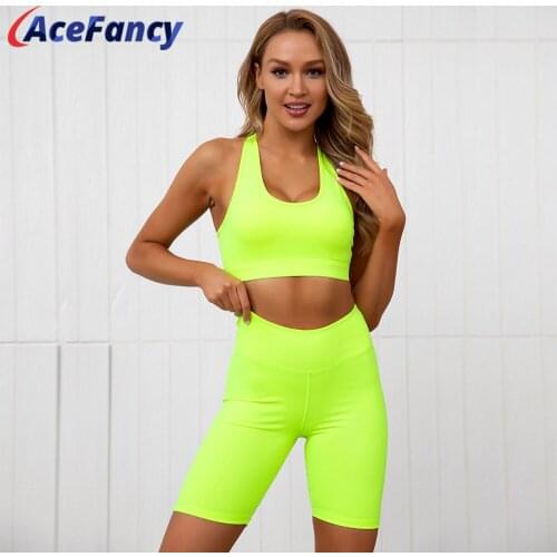 2 Pcs Yoga Set Women Fast Dry Sports Bra High Waist Fitness Shorts Gym Set ZC2975 Jogging Yoga Bra Shorts Conjunto Sport Mujer