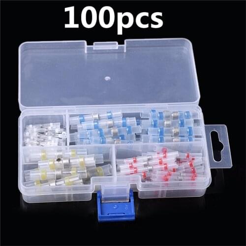 100/50Pcs Waterproof Seal Heat Shrink Butt Terminals Set Solder Wire Tube Electric Connectors Insulation Kit Wire Splice Tube