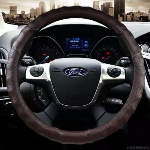 Leather Car Steering Wheel Cover Anti-slip for Ford Focus 2 3 4 MK1 MK2 MK3 MK4 Auto Interior Accessories