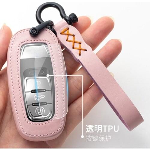 Leather+tpu Full Protective Cover Car Key Case for Audi A4 S4 B7 B8 A6 A5 A7 A8 Q5 S5 S6 Q7 Auto Accessories Smart Key
