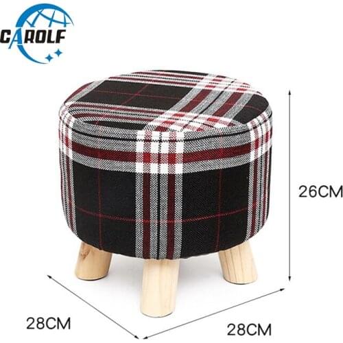 28x26cm Round Taboret Stool Wooden Bedroom Dining Furniture Shoe Rack Footstool Soft Pouf Beach Ottoman Makeup Chair (4 legs)