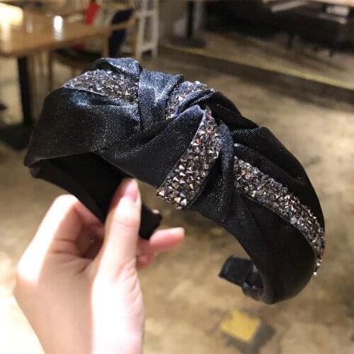 40pcs/lot DIY Simple Multi Fabrics Drill Twist Knot Head Bands Bowknot Wide HeadBands Hair Styling Tools Accessory HA1038