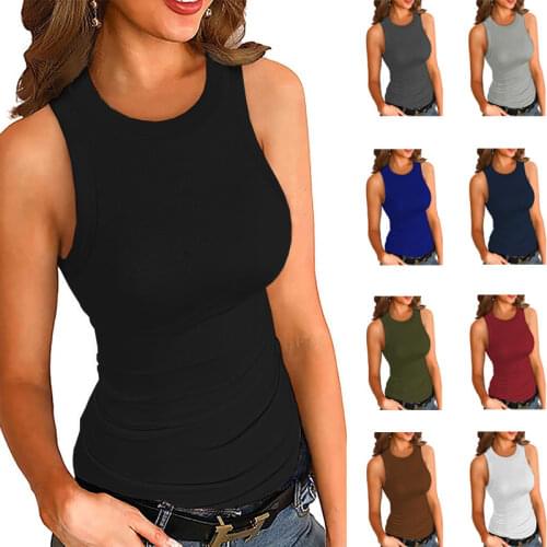 Women Plus Size Plaid Tank Summer O-neck Sleeveless Black Top Women Loose Casual Sports Tops Gym Women Fitness oversized T Shirt