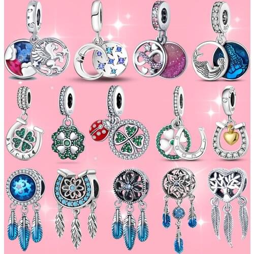 HOT SALE 925 Sterling Silver Sparkling Family Tree Dangle Charm Beads Fit Original Pandora Bracelet Pendant Necklace Jewelry