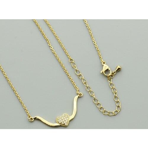 Fashion Crystal Heart Necklaces Pendants For Women Zircon Jewelry Stainless Steel Gold Chain Collier Femme