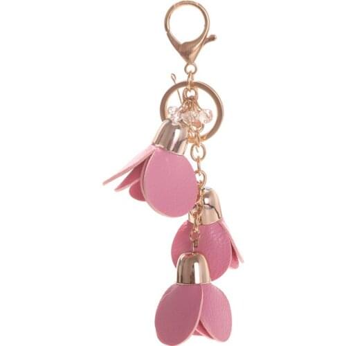 Fashion Flower Key Ring Chiffon Tassel Car Key Chains Lady Couple Bag Ornaments Creative Charm Flower Ornaments Keychain EH895