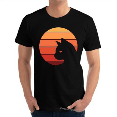 Cat Face Man Tops Shirt Coupons Harajuku Classic Camisas 100% Cotton Man Tshirts Slim Fit T Shirt Custom Clothing Shirt