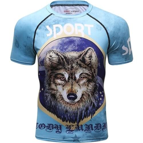 Summer New Mens Digital Printed Tops Outdoor Running Fitness T Shirt Running Round-Neck Short Sleeve Tight Sports Jerseys