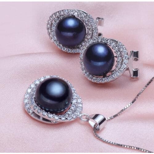Jewelry Set huge 12mm Natural Tahitian genuine black perfect pearl earring pendant
