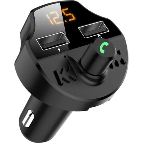 Voltage LCD FM Transmitter Navigation voice play Bluetooth Car Kit MP3 Radio Player Aux Modulator Handsfree Dual USB Car Charger