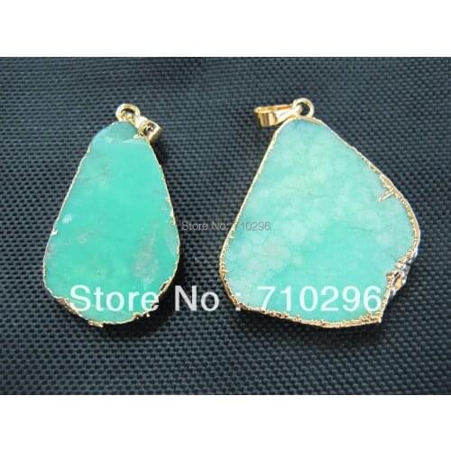 Natural chrysoprase semi stone pendant for genuine gem stone jewelry pendant necklace diy 6pcs/lot