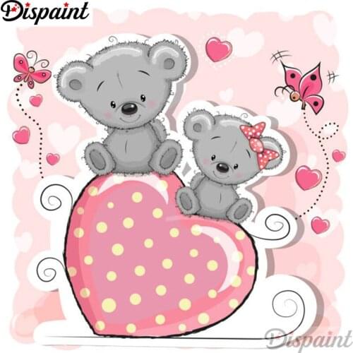 Dispaint Full Square/Round Drill 5D DIY Diamond Painting "Heart bear" Embroidery Cross Stitch 3D Home Decor A12762