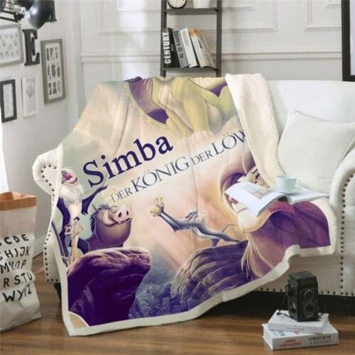 Disney Lion King Simba Pattern Children Adult Yellow Comfort Blanket Sherpa Plush Super Comfort Warm Bedroom Decor Home Spin