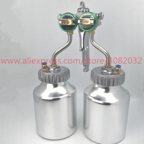 HVLP Double Nozzle Spray Gun,Pressure Feed Spray Gun, Nano Chrome Paint Sprayer , Dual Head Pneumatic Sprayer