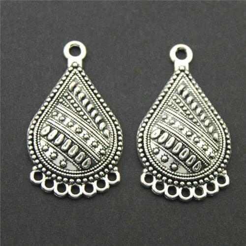 10pcs Silver Color Tear Drop Flower Hollow Filigree Pendant Charms Connector Necklace Jewelry Finding DIY A2223