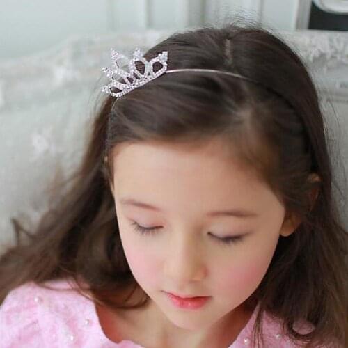 Clear Crystal Flower baby Girls Crown Headband Hair Band White Rhinestone Accessorize Pretty Tiara Jewelry Wedding