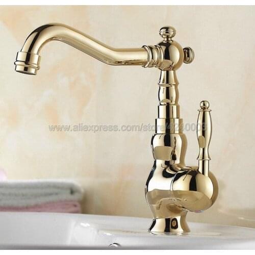 Gold Plated Bathroom Vanity Vessel Sinks Mixer Bathroom Basin Sink Faucet Tap Cold And Hot Water Tap Kgf053