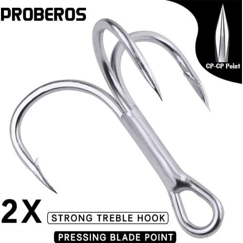 PROBEROS 10Pcs/lot Saltwater Fishing Hooks Treble Hooks 1#-2#-4#-6#-8#-10#-12#-14#-1/0#-2/0#-3/0# High-Carbon Steel Fishhooks
