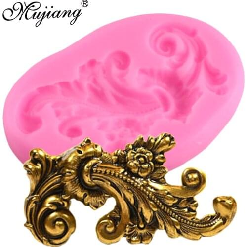 Mujiang Baroque Scroll Relief Silicone Mold Cake Border Fondant Cake Decorating Tools DIY Cookie Candy Chocolate Gumpaste Molds