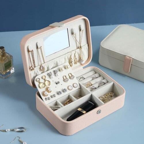 Travel Portable Jewelry Box PU Leather Jewelry Storage Box Case Holder Multi-function Earring Necklace Plate Jewelry Organizer