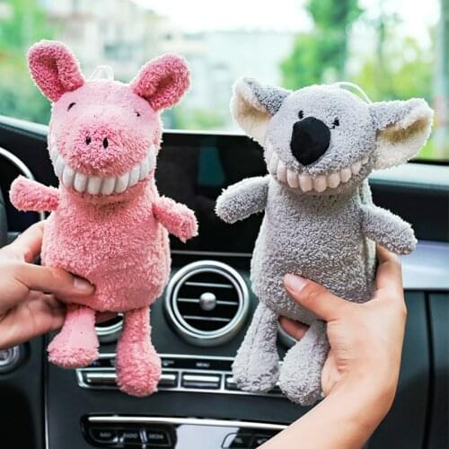 Cute Animals Bamboo Charcoal Doll Car Ornament Decoration Unique Pink Car Interior Accessories Deodorizing Charcoal Bag Car Toys