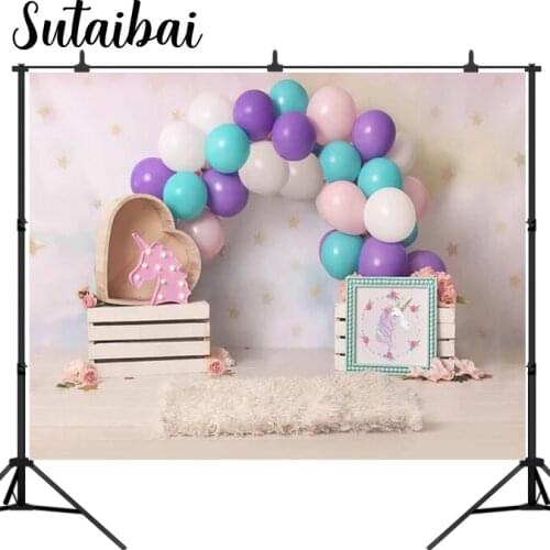 Unicorn Theme Newborn Kids Portrait Photography Background Children Photo Booth Backdrop Studio Cake Smash Birthday Baby Shower