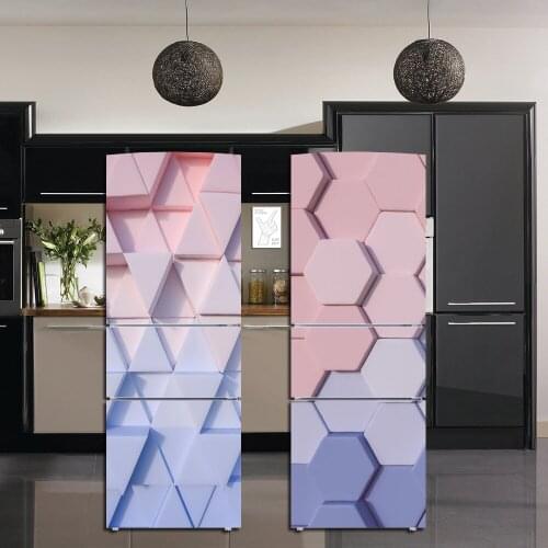 Concave Convex Geometry Kitchen Fridge Sticker Modern Home Decoration Vinyl Selfadhesive Wallpaper Waterproof Refrigerator Decor