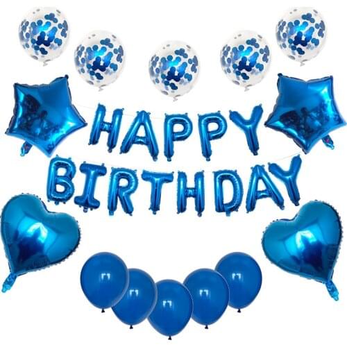 27pcs/set Happy Birthday Letter Balloons Rose Gold Silver Foil Alphabet Star Heart Ballon for Girl Boy Birthday Party Decoration