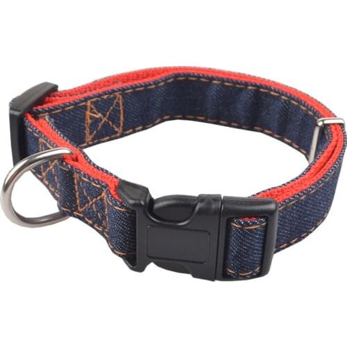 Denim Jean Dog Collar Solid Adjustable Personalized Traction Pet Cat Dog Collars for Small Large Dogs Puppy Necklace 3 Colors