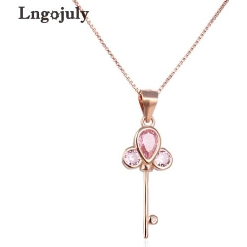 Fine Jewelry 925 Sterling Silver Key Pendant Necklaces For Women Anniversary Wedding Party Pure Silver 925 Necklace Jewelry Gift